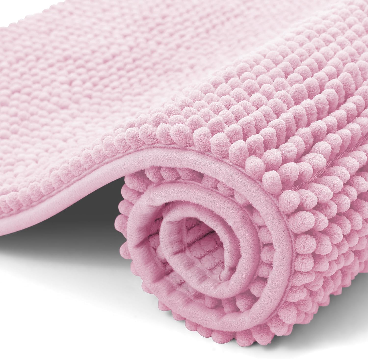 OLANLY Chenille Badematte rutschfest Badezimmerteppich Weich Badteppich Saugfähige Badvorleger Waschbar Duschvorleger für Badezimmer, 50 x 80 cm, Rosa