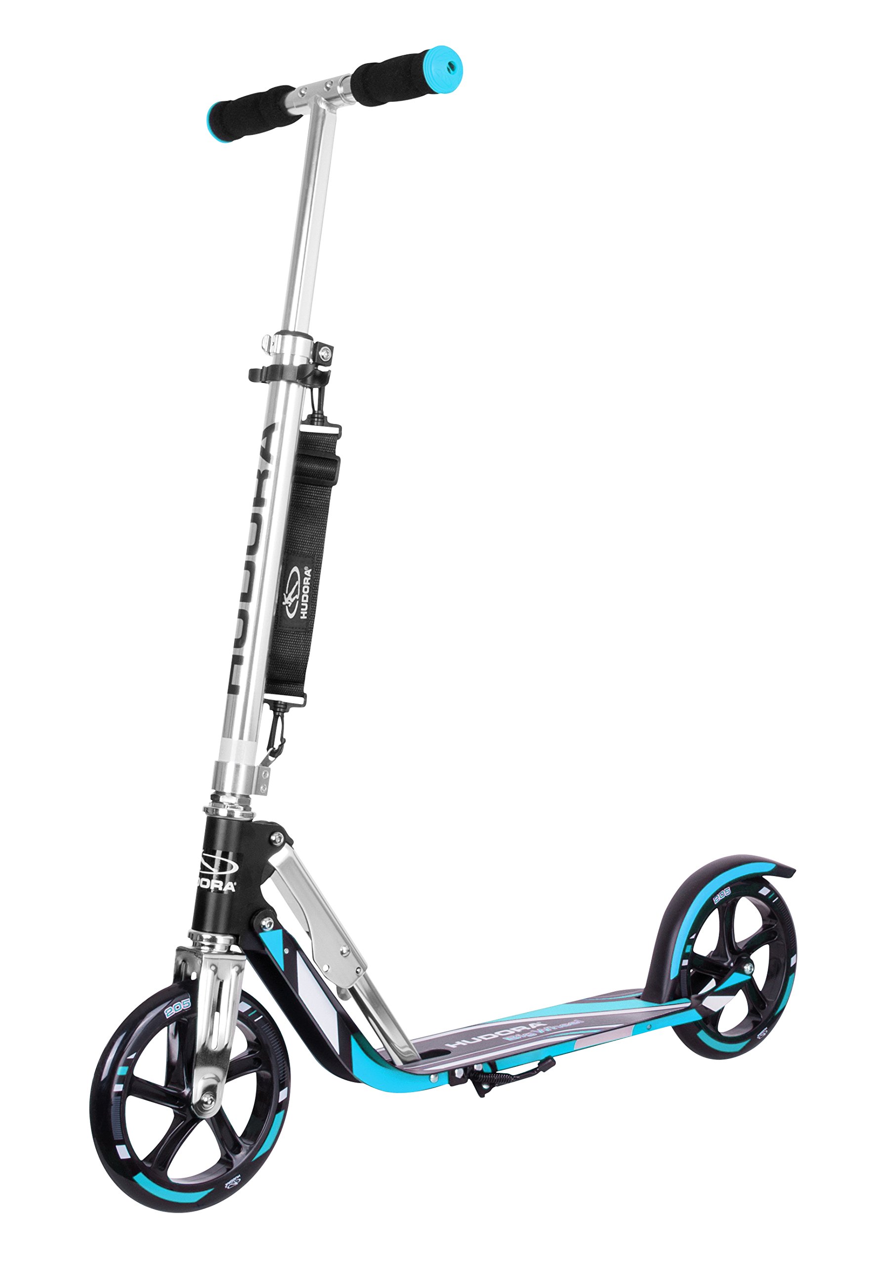 HUDORA BigWheel 205 Scooter - Stabiler Aluminium-Roller & Büchel Fahrradschloss Kinder I Farbenfroh und ohne Schlüssel