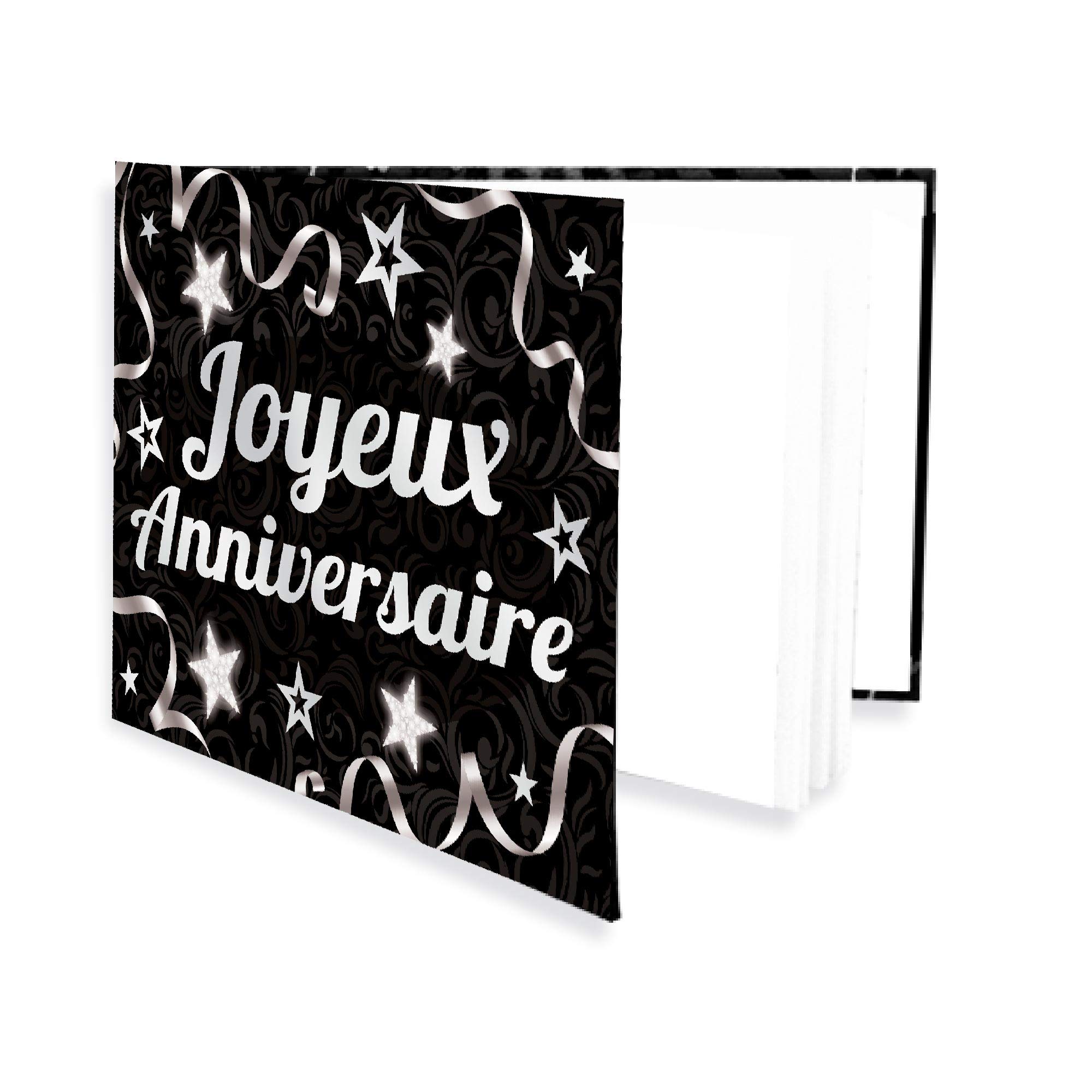 Livre D'Or Anniversaire Métallisé Blanc Et Doré - 20 Pages - 24x24 Cm - SANTEX 5664-1