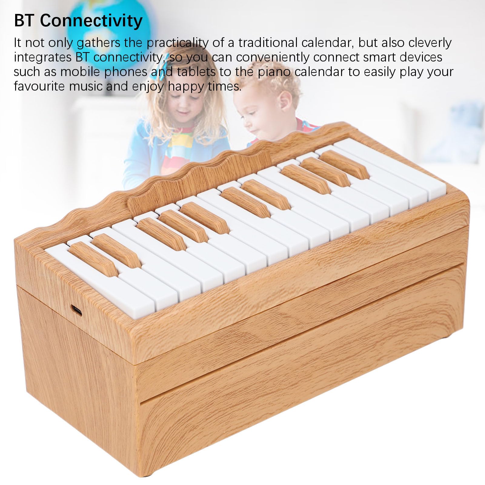 Fdit Innovativer Spielbarer Klavier-Tischkalender mit BT-Konnektivität, Pädagogische Spieluhr für, Zum Geburtstag, Familieninteraktion (ABS, 7,48 X 3,54 X 3,54 Zoll)
