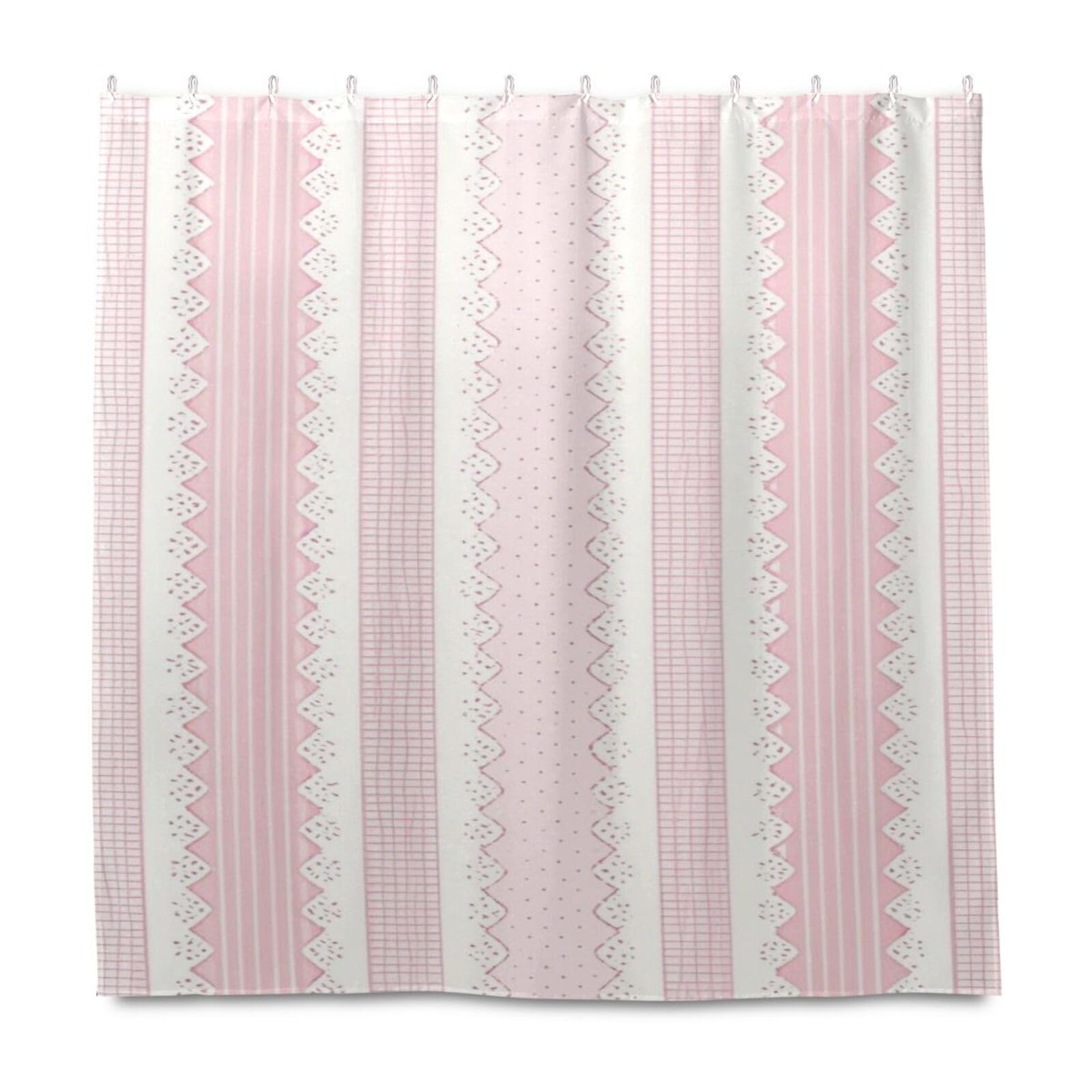Rideau de douche rose 183x183 cm en polyester lavable pour la salle de bain de la maison