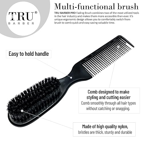 Miniatura 3 de TRU BARBER PRO Fading Brush - Paquete de 2 cepillos para barbero, cepillo de limpieza para cortapelas, cepillo de barba