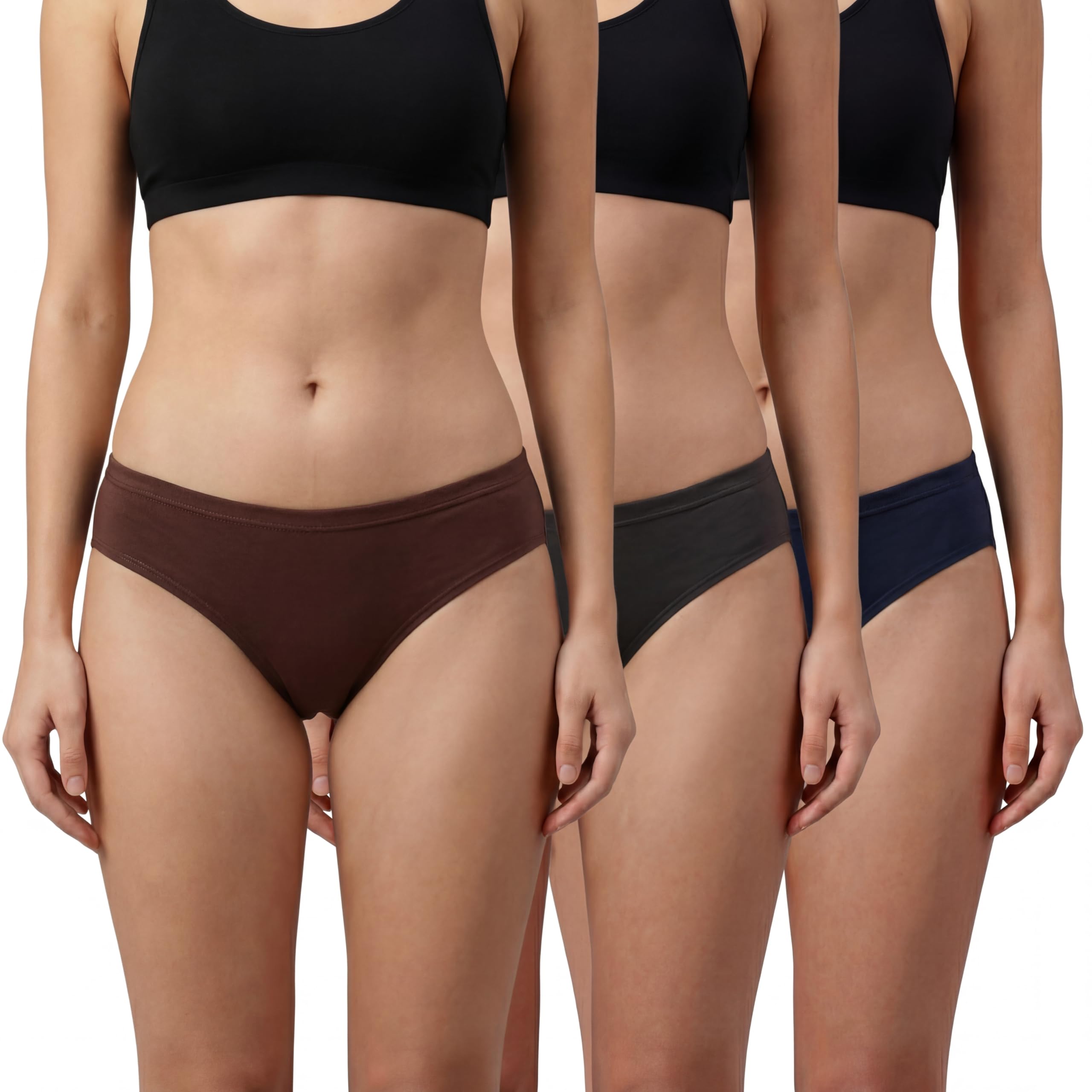 Cotton Panties for Women Pack of 3 | 100% Pure Cotton Plain Hipster Brief | Full Coverage Panty (Musterd, Brown, Dark Navy)-picture-27