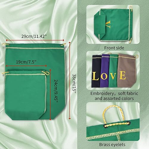 Miniatura 5 de QitengBaPa 8 bolsas de regalo con cordón para Navidad, bodas, baby shower, bolsa de regalo de tela de cumpleaños con cordón bordado (15 pulgadas