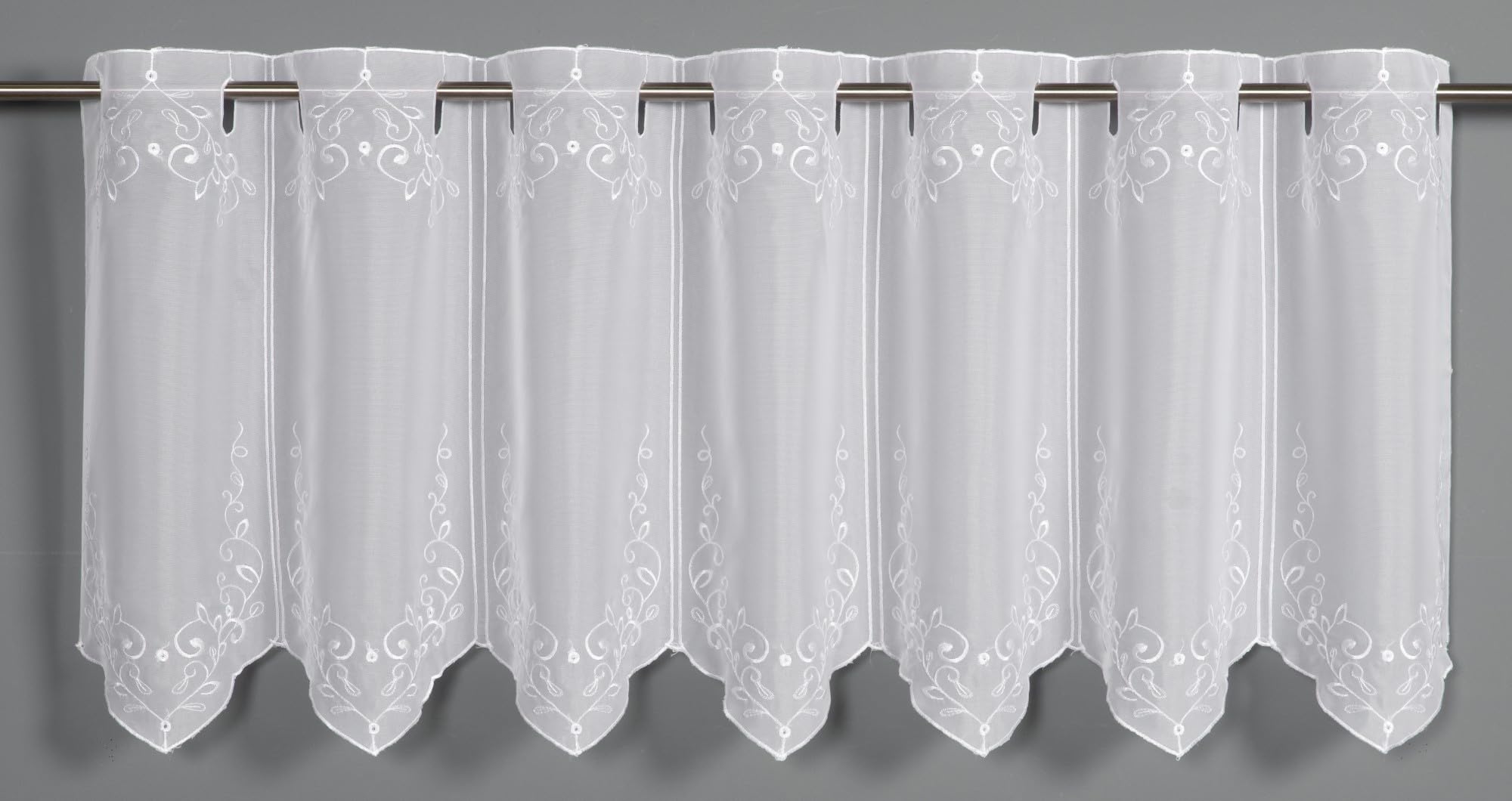 Gardinia Bistro Curtain Embroidery Ornaments, White, 135 x 45 cm