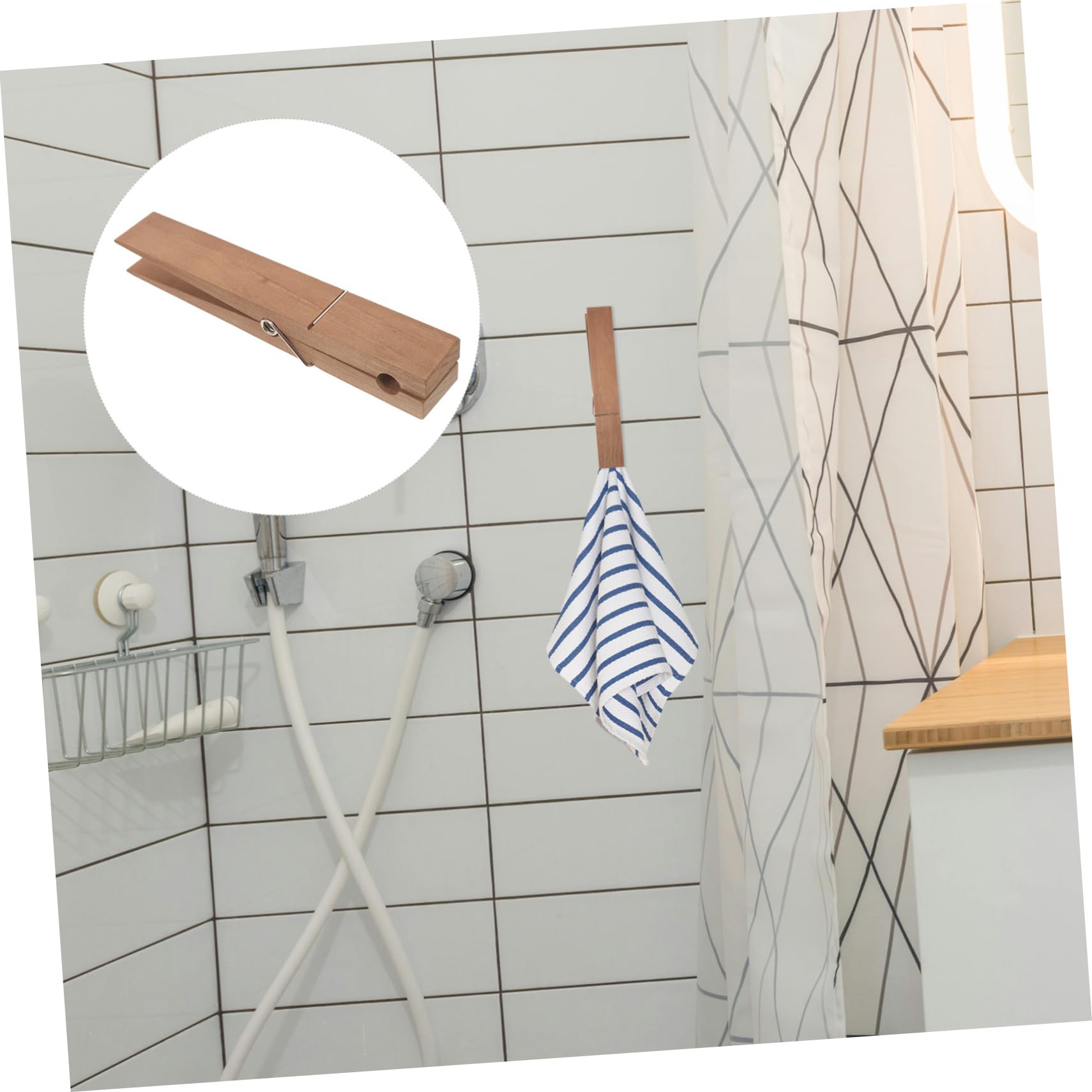 TOPBATHY 5 Mollette Giganti Per Il Bagno Resistenti Mollette in Legno Per Asciugamani