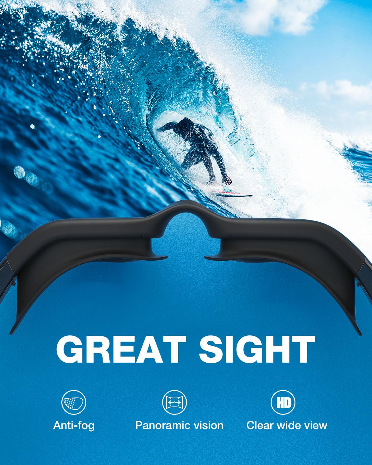 ZIONOR G1 NEW Polarisierte Schwimmbrille für Erwachsene Damen Herren – Beschlagfrei, 100% UV-Schutz, wasserdicht & verstellbares Nasenstück