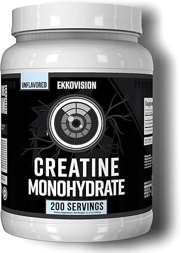Ekkovision Polvo de monohidrato de creatina micronizado, sin sabor, suplemento para pre y post entrenamiento para hombres y mujeres, apoyo