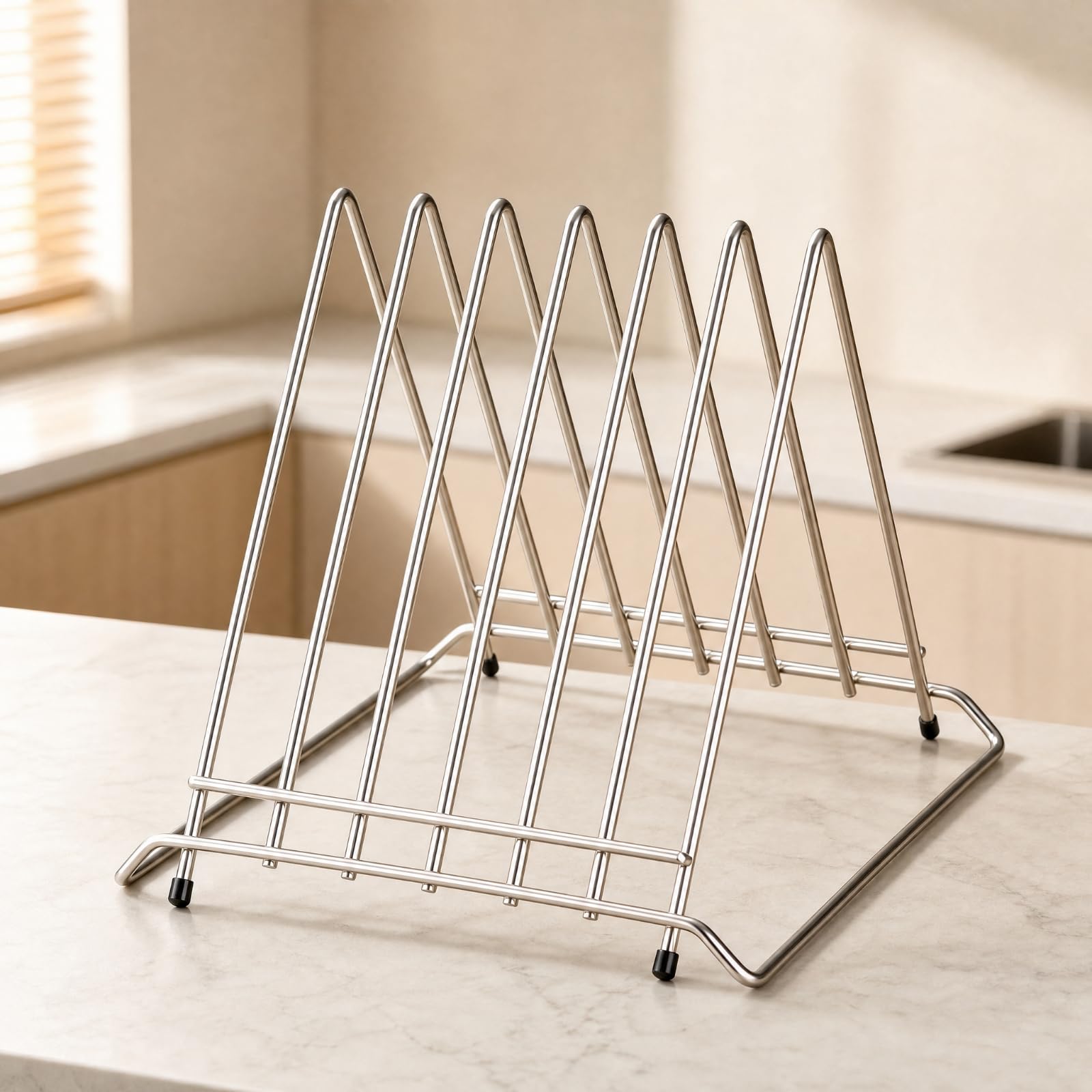 Gralara tagliere da Appoggio in Filo di Acciaio Inox Resistente tagliere con Sei Scomparti Antiscivolo per, Stile A
