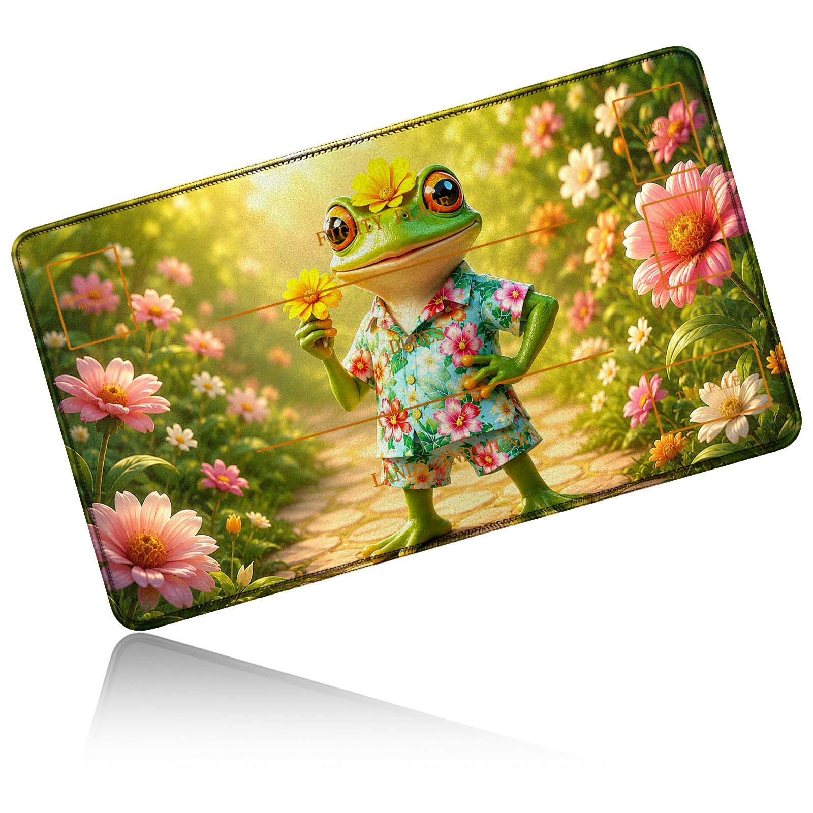 Dikoer for MTG/TCG Playmat w/Zones Commander Deck Gaming Mat, Frog Flower