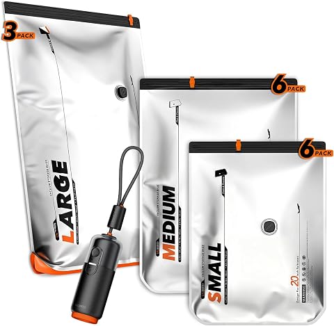 Vacbird Travel Vacuum Bags for Luggage with Cordless Pump