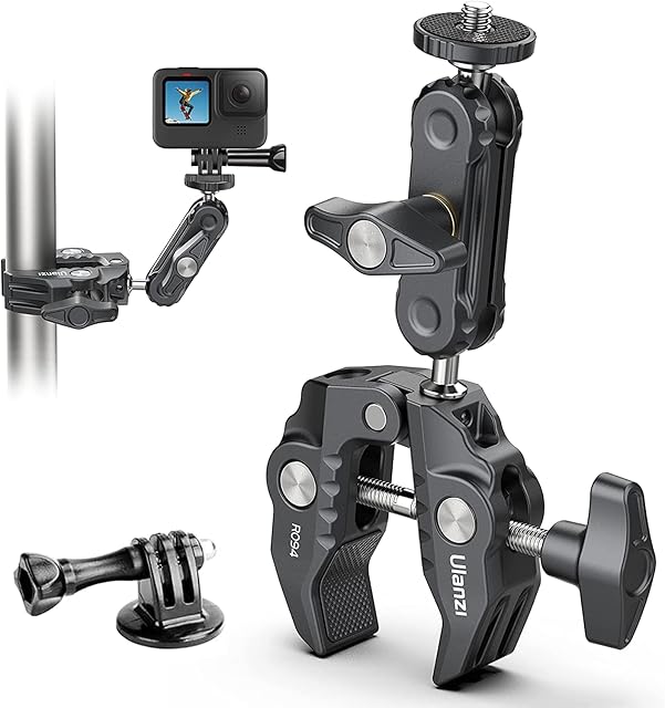 ULANZI R094 Super Clamp Camera Clamp Monitor Mount with 1/4'' & 3/8'' Scew, 360° Double Ballhead Magic Arm for Sony Canon Nikon DSLR Camara, Ronin, Microphone, Video Light, Rod, Cross Bar
