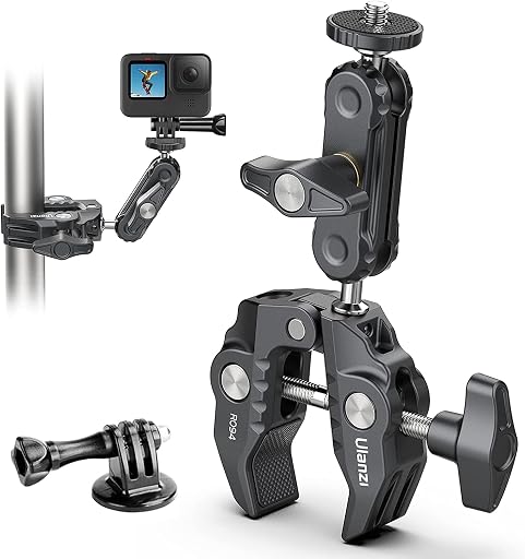 ULANZI Super Clamp Camera Clamp Mount Monitor 360° Ballhead Magic Arm Double Ball Head Adapter with 1/4"-20 & 3/8"-16 Thread for Canon Nikon DSLR Camera/Gopro/LED Lights/Ronin-M/Ronin MX/Freefly MOVI | Ball Head Adapter with 1/4"-20 & 3/8"-16 Thread for Canon Nikon DSLR Camera/Gopro/LED Lights/Ronin-M/Ronin MX/Freefly MOVI