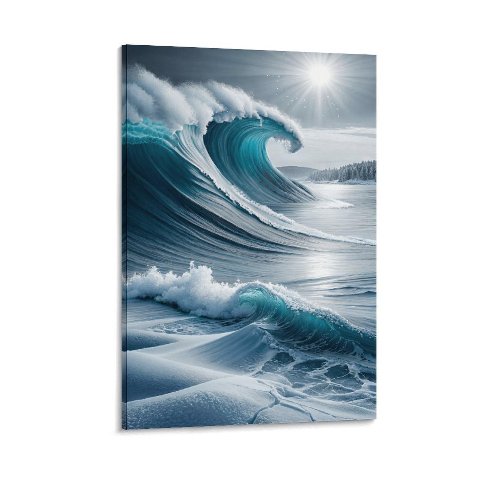 XPASHIQWC Blues Glacier Waves Wall Decor Poster Giclee Canvas Prints Modern Wall Art Picture Wall Hanging for Office Gym Living Room Decor 20x30inch(50x75cm)