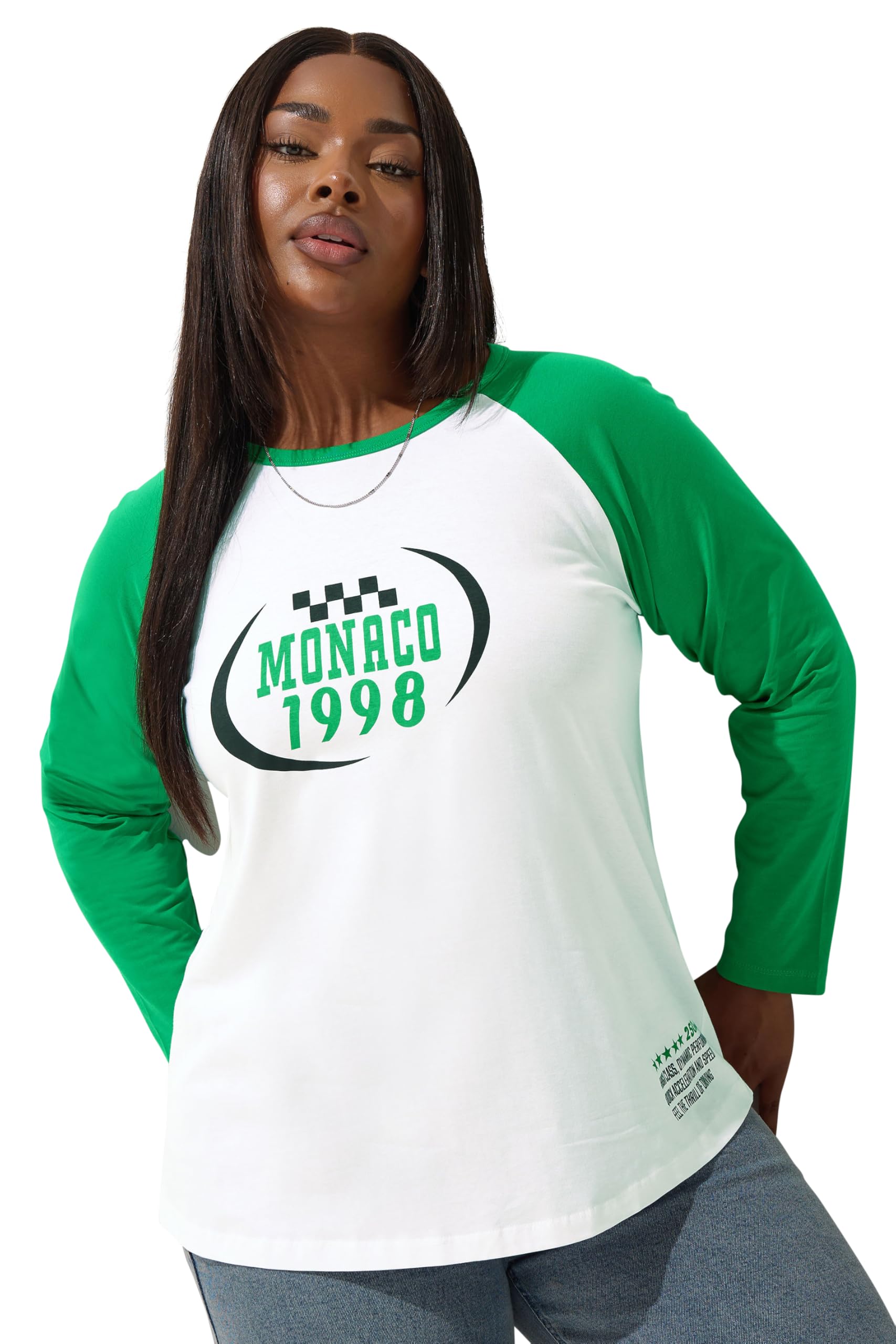 Yours Women's Green 'Monaco' Slogan Ringer T-Shirt Size 22-24