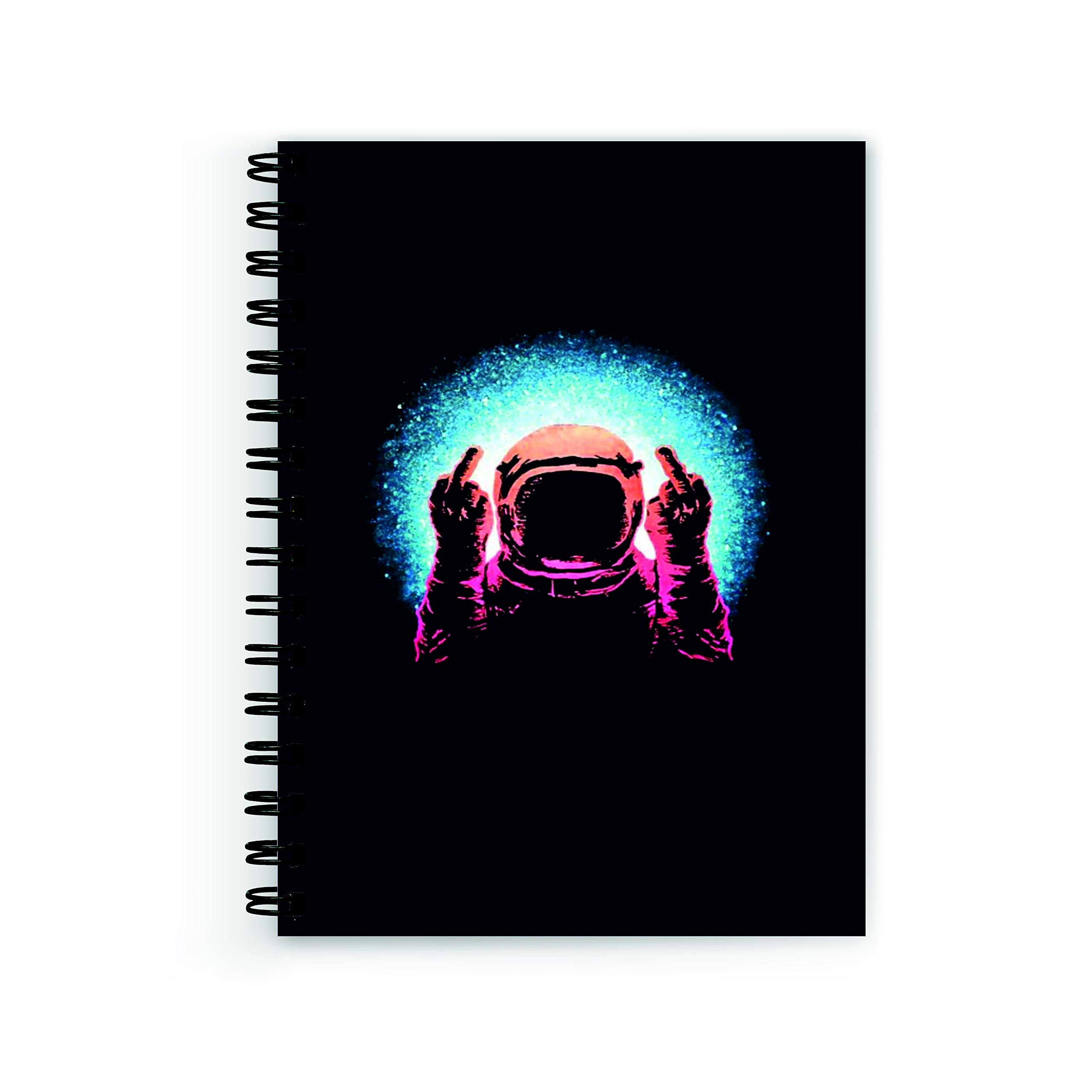 VPRINT QUALITY Wire Bound Spiral Printed,Wire Bound Spiral Printed unruled Funny Space Notebook Pages :160 (Size :A5)