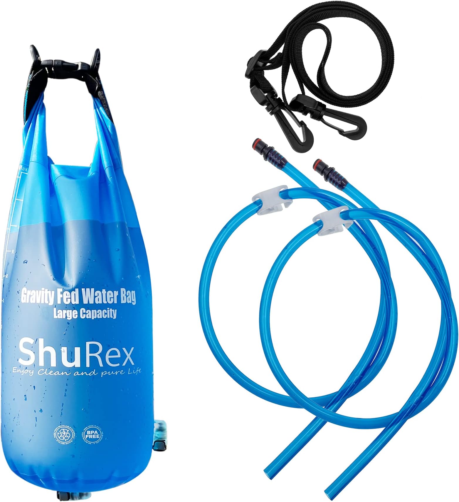 Gravity-Fed Water Bag for Sawyer Water Filtration System Survival Water Filter Straw, Compatible with LifeStraw and Other Water Filter Straw, Foldable, BPA-Free (12L)