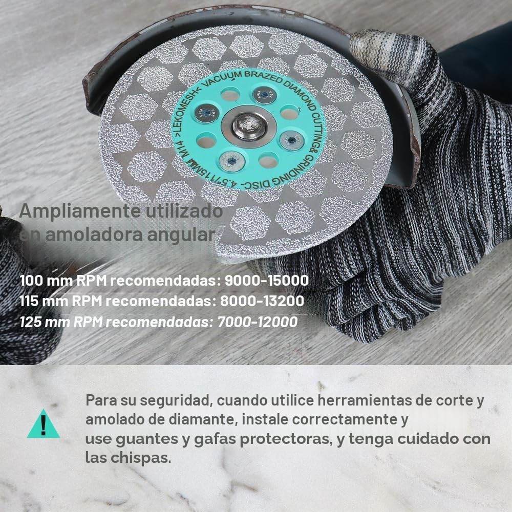 Disco Porcelanico 115mm - LEKOMESH Disco Diamante Doble Cara 115mm para Corte y Rectificado de Porcelánico, Cerámica, Azulejos, Mármol, Granito, Hormigón, Rosca M14