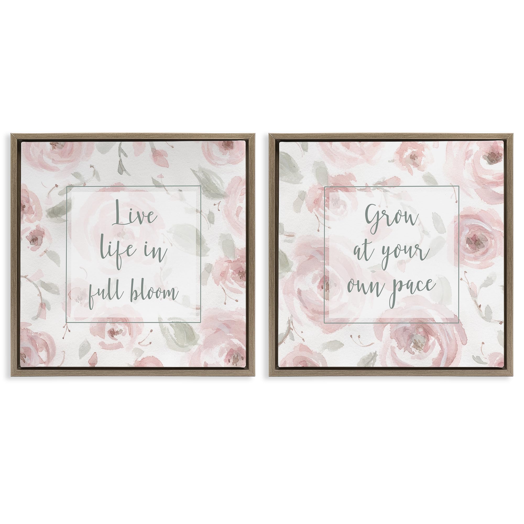 'Full Bloom at Your Pace Florals'| 2pc Floating Frame Art Set 2