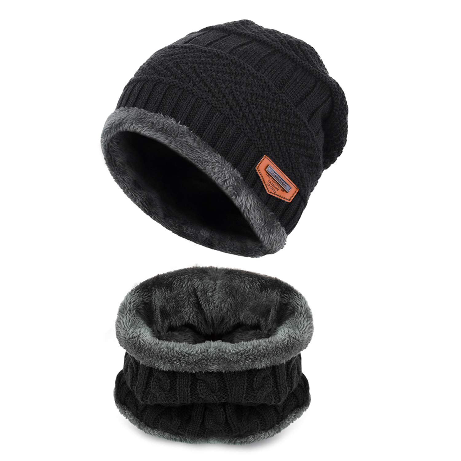 Conjunto de Bufanda Guantes y Gorro de Punto Invierno para Niños 2/3 Piezas Gorro Grueso Suave Cálido Esquí Forro Polar Niñas