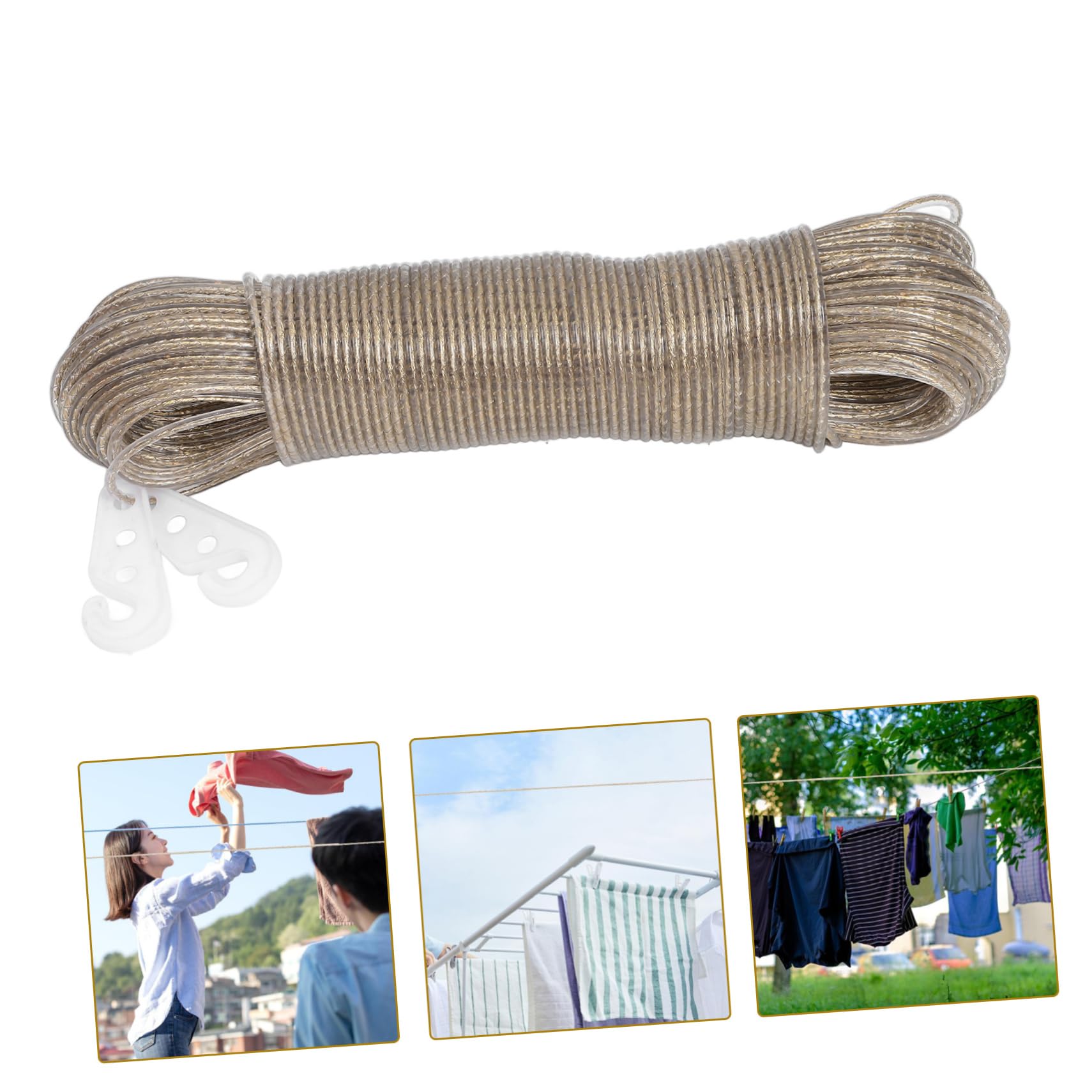Alipis 3st Robustes Wäscheseil Mit Stahlkern Indoor-wäscheleine Wäscheständer Reisetrocknungs-kleiderseile Modelinie Reisen Wäscheleine Für Den Innenbereich Stahldrahtpvc Transparent