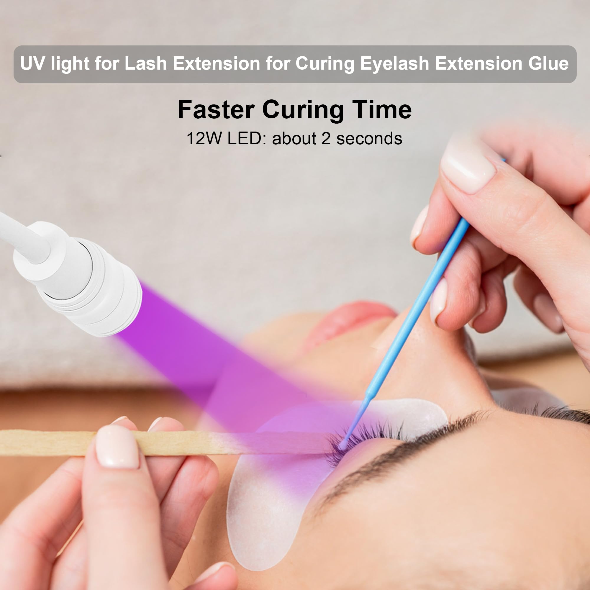 UV Wimpern Lampe, 10W LED-UV-Licht für Lichthärtenden Anwendungen, Schwanenhals Wimpernlicht, 1-3 Seconds Quick Healing, Wimpernverlängerung Einstellbare Punktgröße with Fußschalter,Weiss