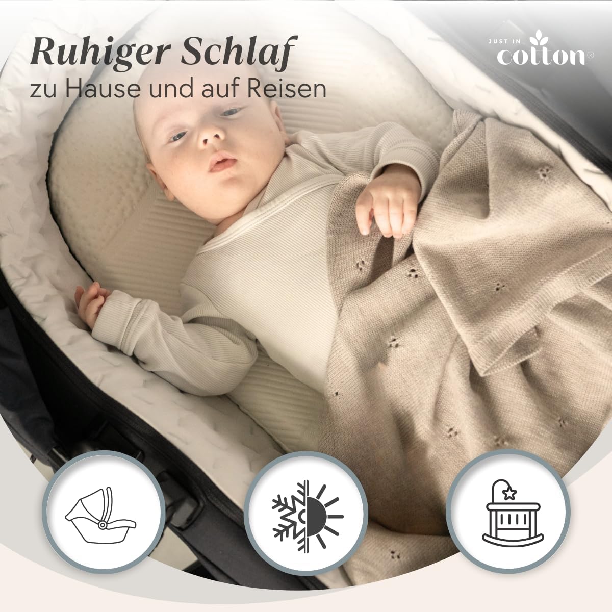 Babydecke Merinowolle 75x100cm Premium Baby Decke | 100% Merino Wolle, Einschlagdecke Babyschale, Winterdecke für Neugeborenen Newborn Baby Kleinkind Kind
