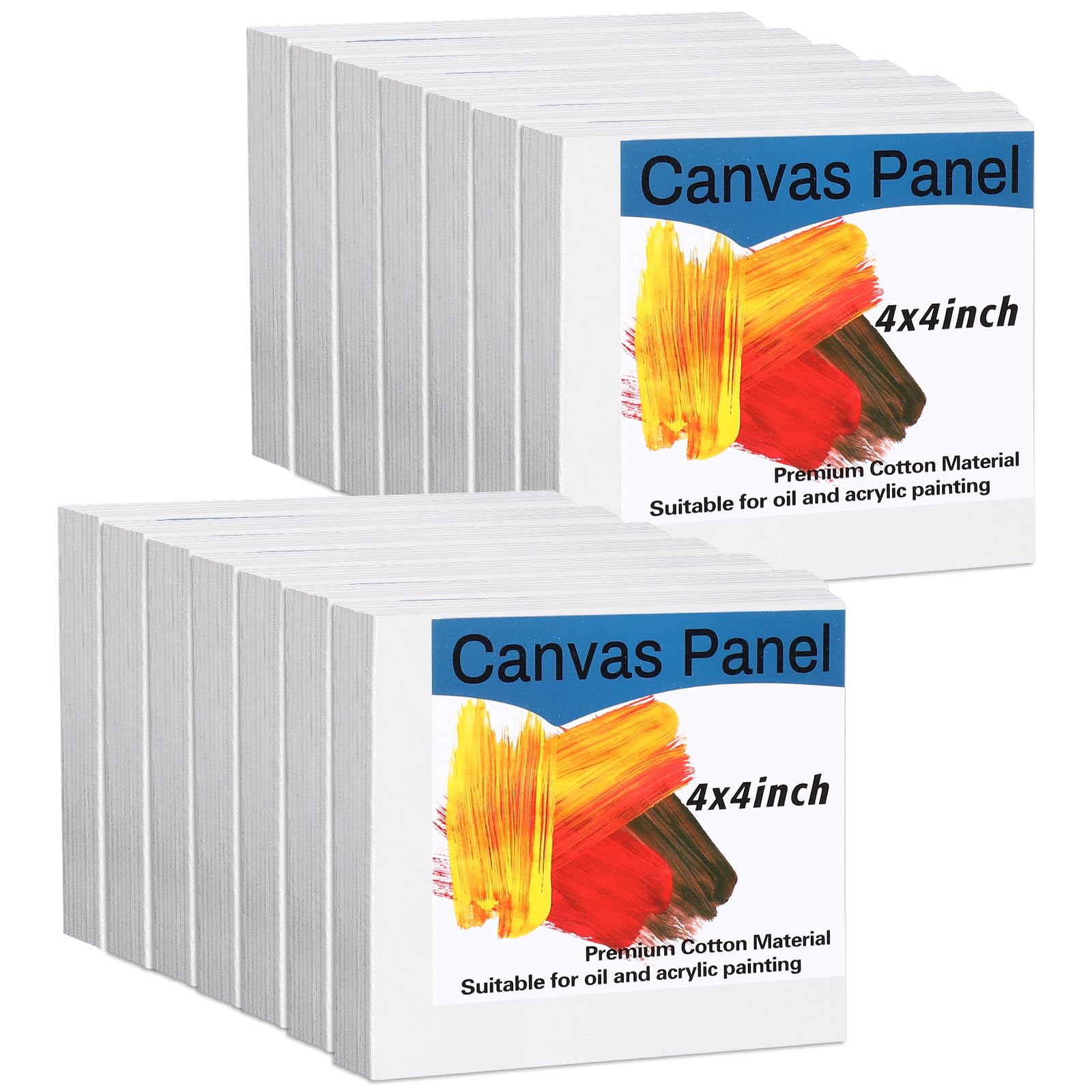 Paquete de 100 paneles de lienzo de pintura a granel, lienzos pequeños para estudiantes de aula, pintores de pasatiempos (4 x 4 pulgadas)
