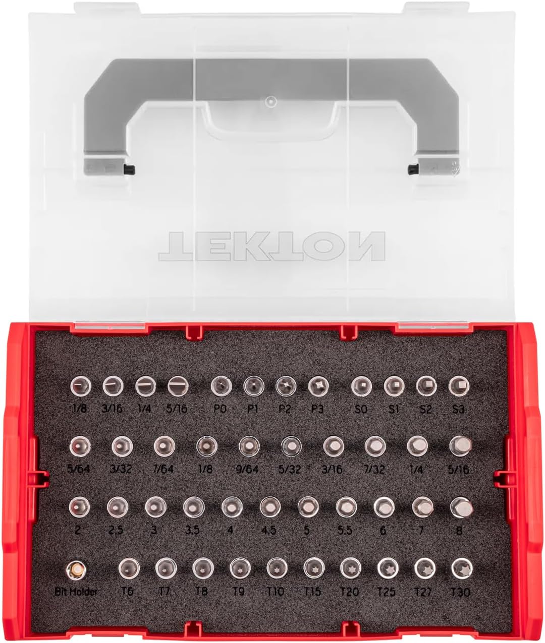 TEKTON 1/4 Inch Drive Hex, Torx, Phillips, Slotted, Square Bit Socket Set with Case (44-Piece) | SHB90302