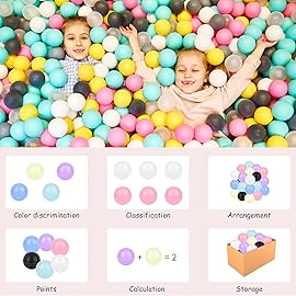 Vanland Ball Pit Balls for Baby and Toddler Phthalate Free BPA Free Crush Proof Plastic - Multicolored Pit Balls in Reusable Play Toys for Kids with Storage Bag