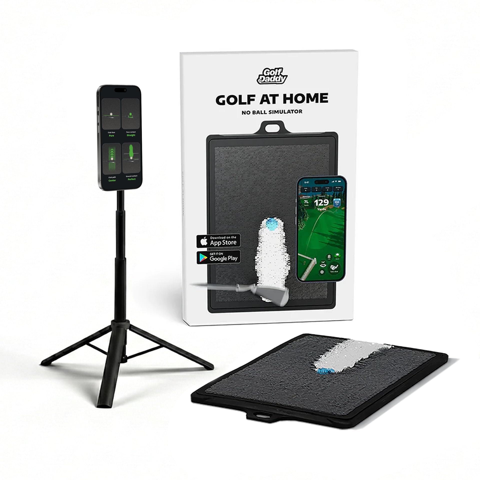 Golf Daddy Golf Simulator – AI Powered Training Aid for Home Practice – Indoor & Outdoor Use – Ideal Golf Gift