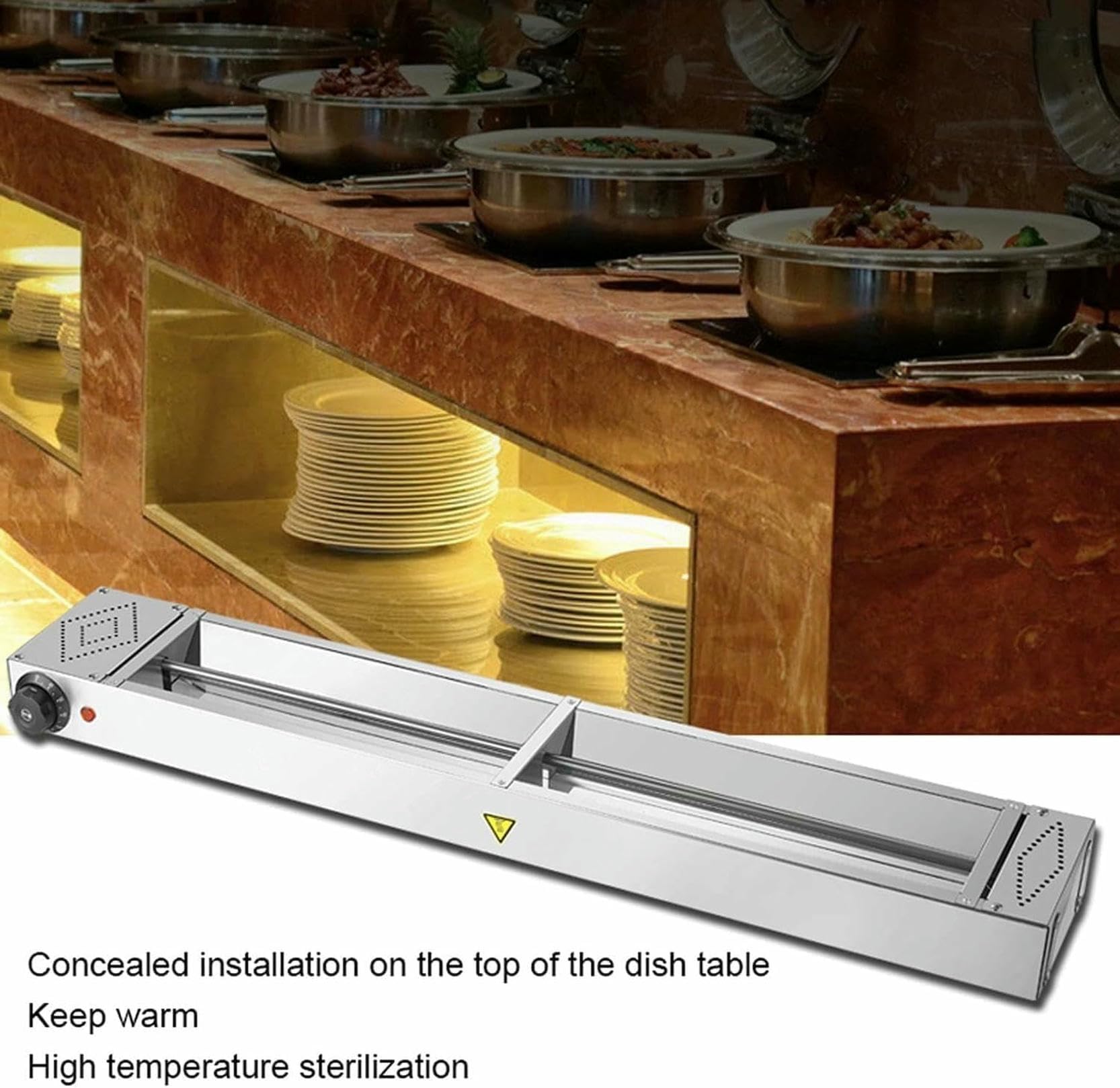 Lámpara for calentar alimentos profesional, lámpara for calentar alimentos colgante, calentador de bufé for calentar bistec, pollo frito, pizza, temperatura constante de 30-85 ℃, tubo de calentamiento