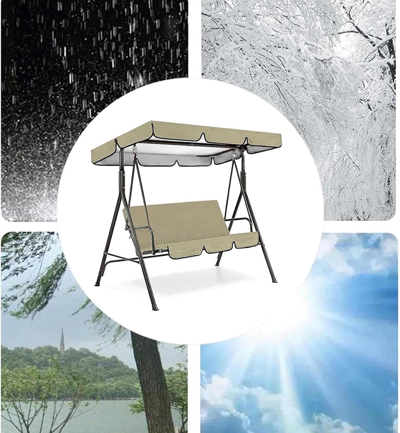 Swing Awning Replacement Canopy, Replacement Swing Canopy Cover Set Outdoor Sunscreen Patio Swing Canopy and Cushions Cover (Color : Beige, Size : 75x47x6inch), Red