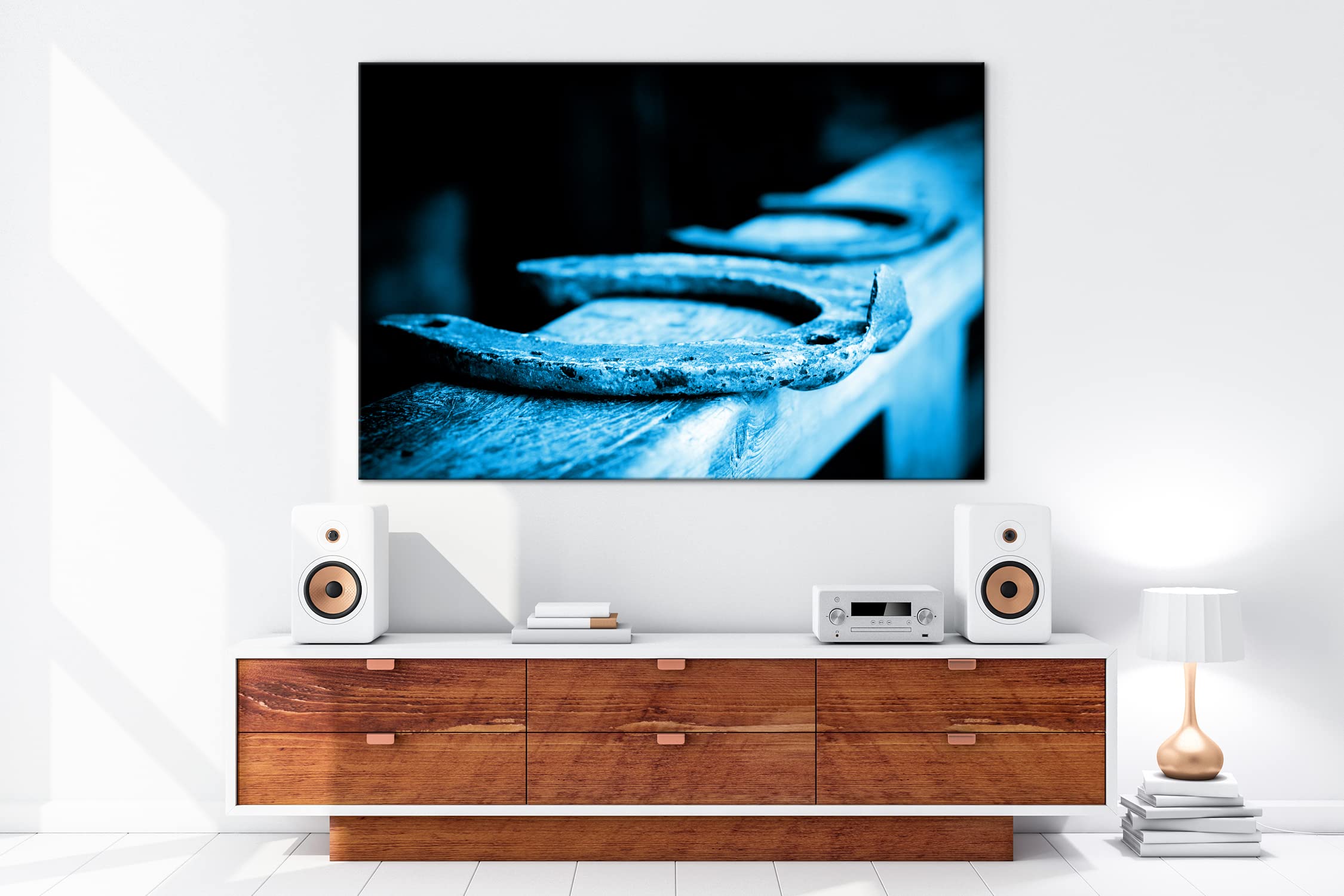 Vieja Herradura Efecto: Zeichnung como Lienzo, diseño enmarcado en marco de madera, impresión digital de alta calidad con marco, no es un póster o cartel, lona, 100x70