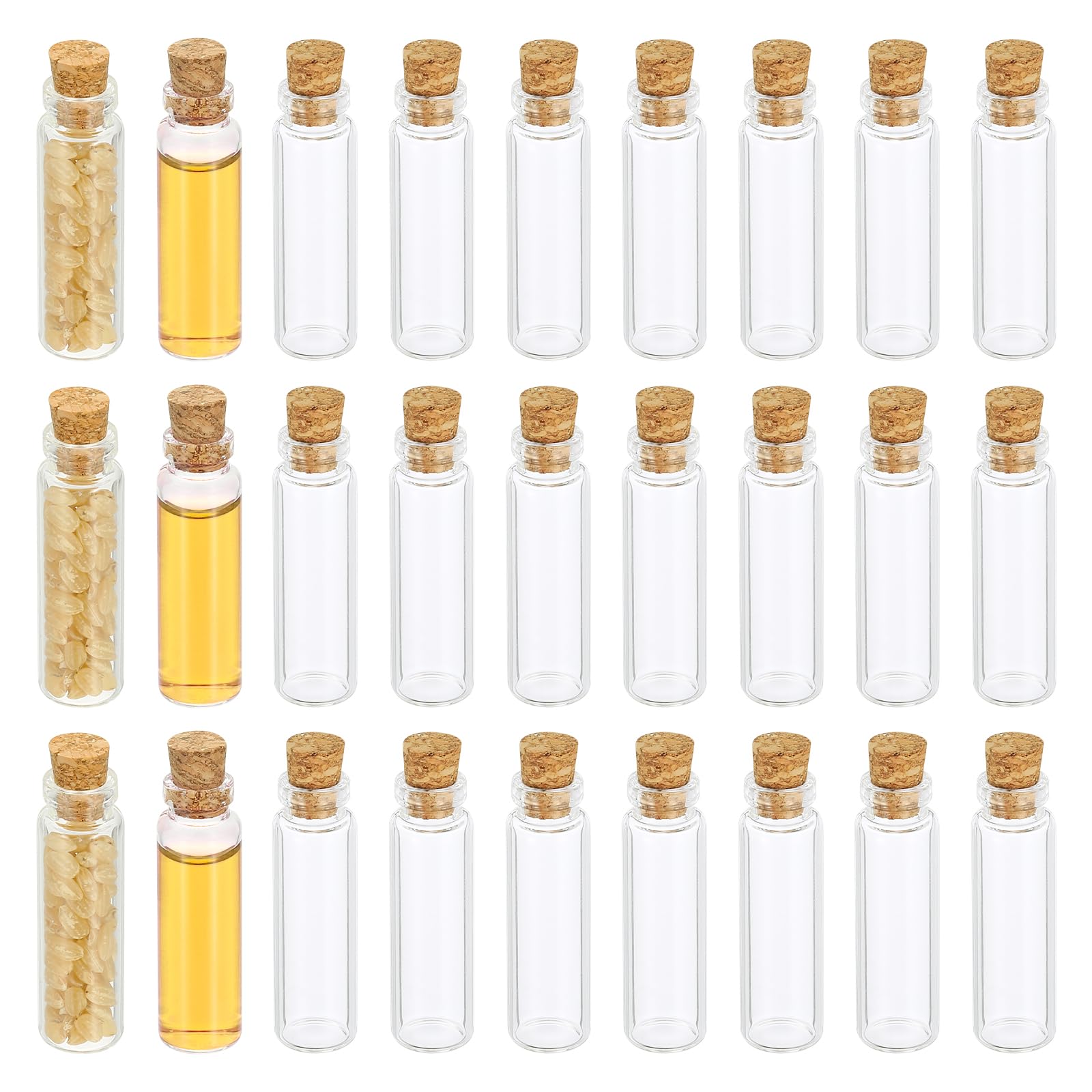 PATIKIL 3ml Piccole Bottiglie di Vetro Vial, 20Pcs Mini Bottiglie Trasparenti Vetro Barattoli Vuoti con Tappi di Sugo Piccoli Contenitori Vial per Polvere Crema Artigianato