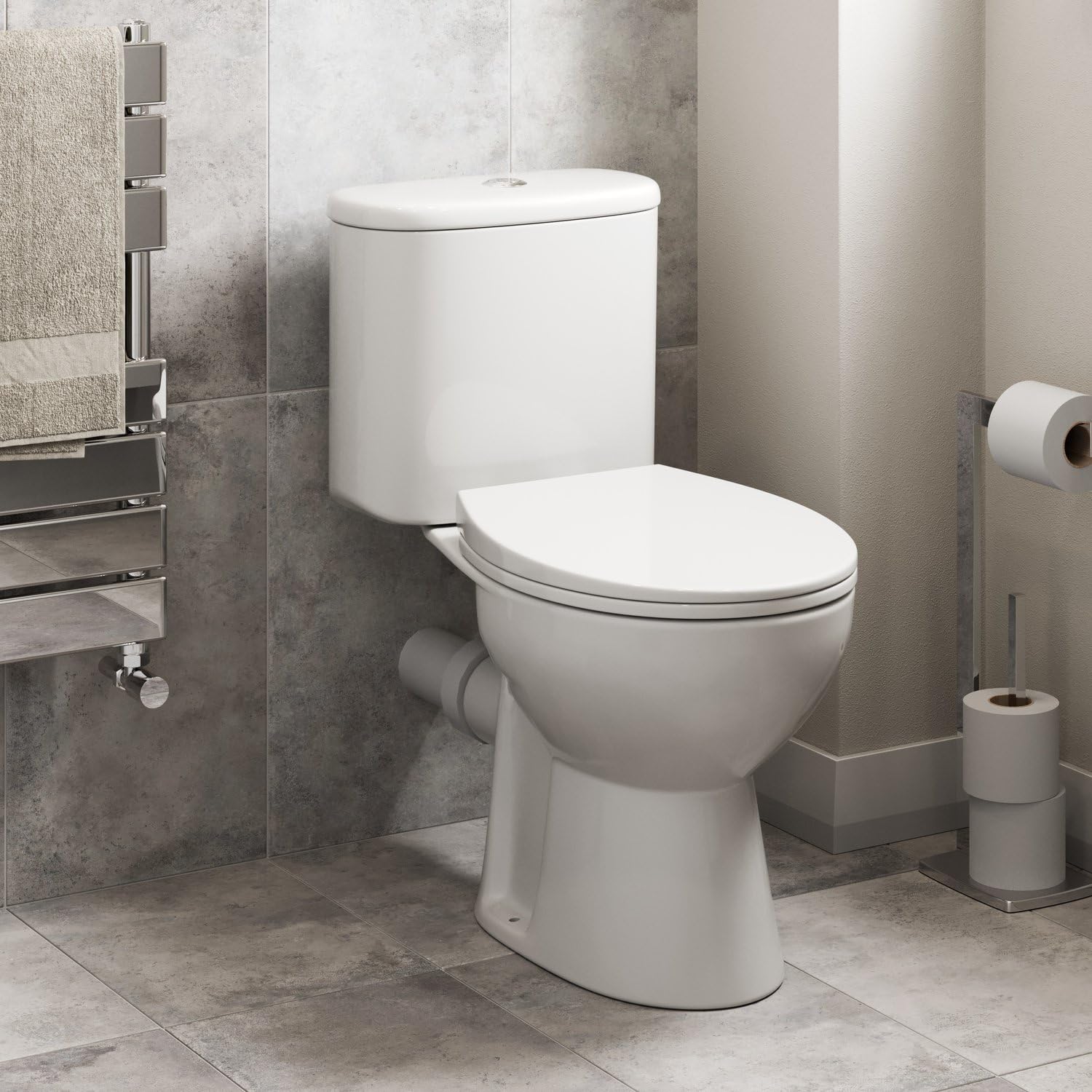 Affine White Affine® Essentials Close Coupled Rimless Toilet Space Saving Wc Toilets Bathroom Cloakroom Soft Close Seat Dual Flush Cistern Oval Pan Ceramic Gloss