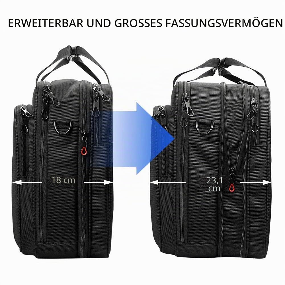 KROSER Laptop Tasche XXL 18,5 Zoll Wasserabweisend Umhängetasche Erweiterbar Business Aktentasche Schwarz