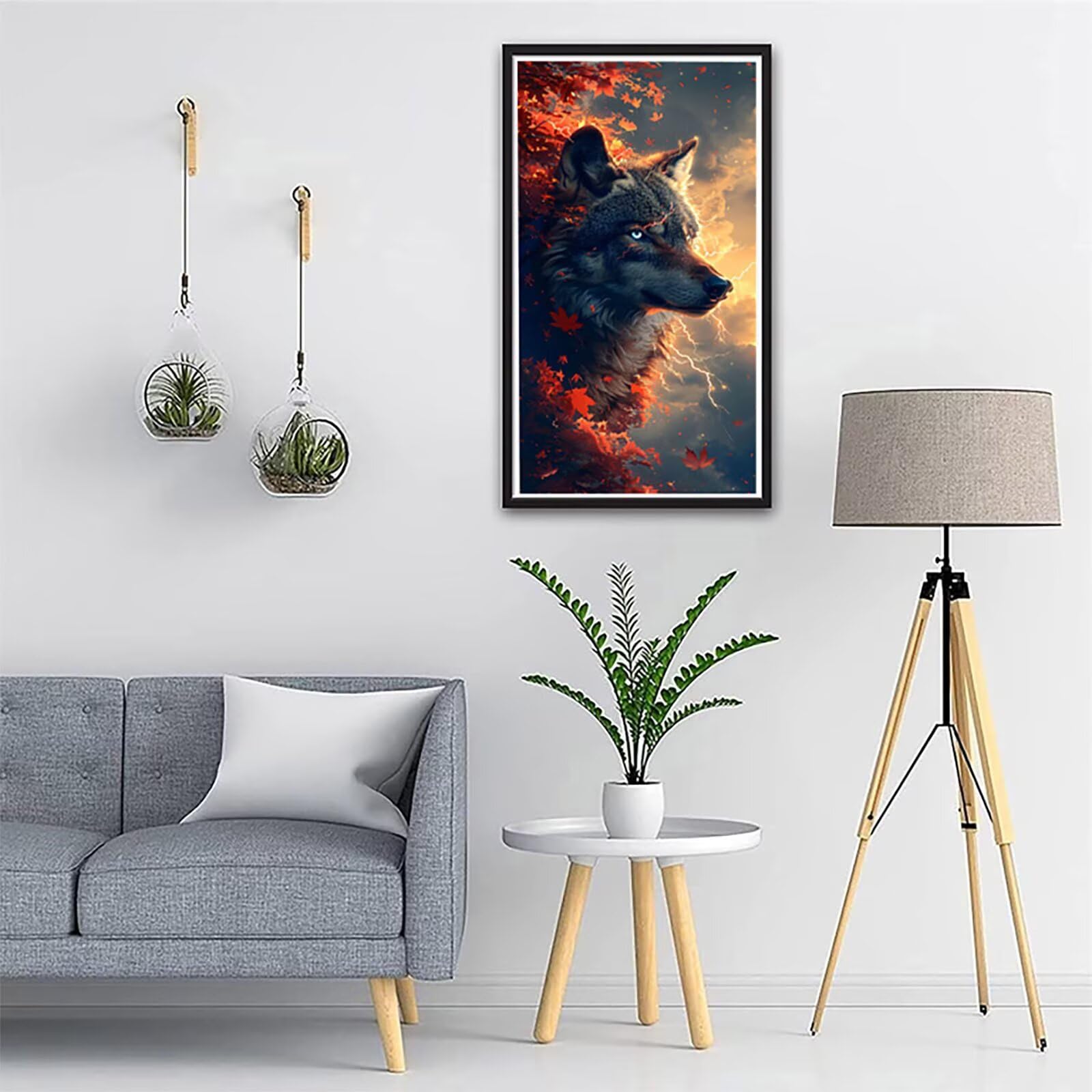 Dipingere con i Numeri Adulti Wolf, Dipingere con i Numeri Foglie, Fai da te Paint by Numbers per Principianti, Hobby Creativi Adulti, Painting by Numbers per Decorazioni Casa Regalo 60x120cm 2-2389