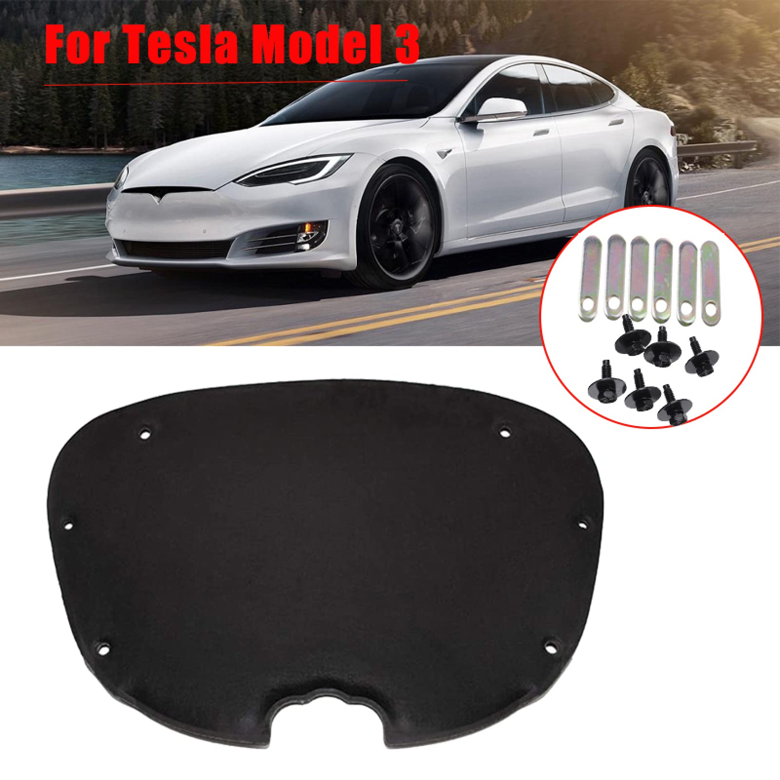 Tappetino Fonoassorbente Per Cofano Motore Tesla Modello Y 2018-2024 | Isolante Termico E Antirumore In Cotone 81x34x7 Cm