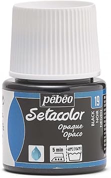 PEBEO Setacolor Opaque - Water-Based Fabric Paint For Dark or Light, Thin or Thick Textiles - 1.52 Fluid Ounces 45 ml - Black