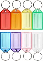 Cuttte 16-Pack Plastic Key Tags with Labels, Rings & Clear Windows - 8 Vibrant Colors for Easy Key Organization
