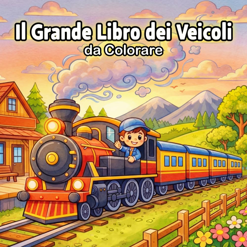Il Grande Libro dei Veicoli da Colorare: 50 Disegni di Grande Formato per Favorire la Creatività e la Motricità Fine | Auto, Camion, Barche e Aerei per Bambini e Bambine dai 4 agli 8 Anni