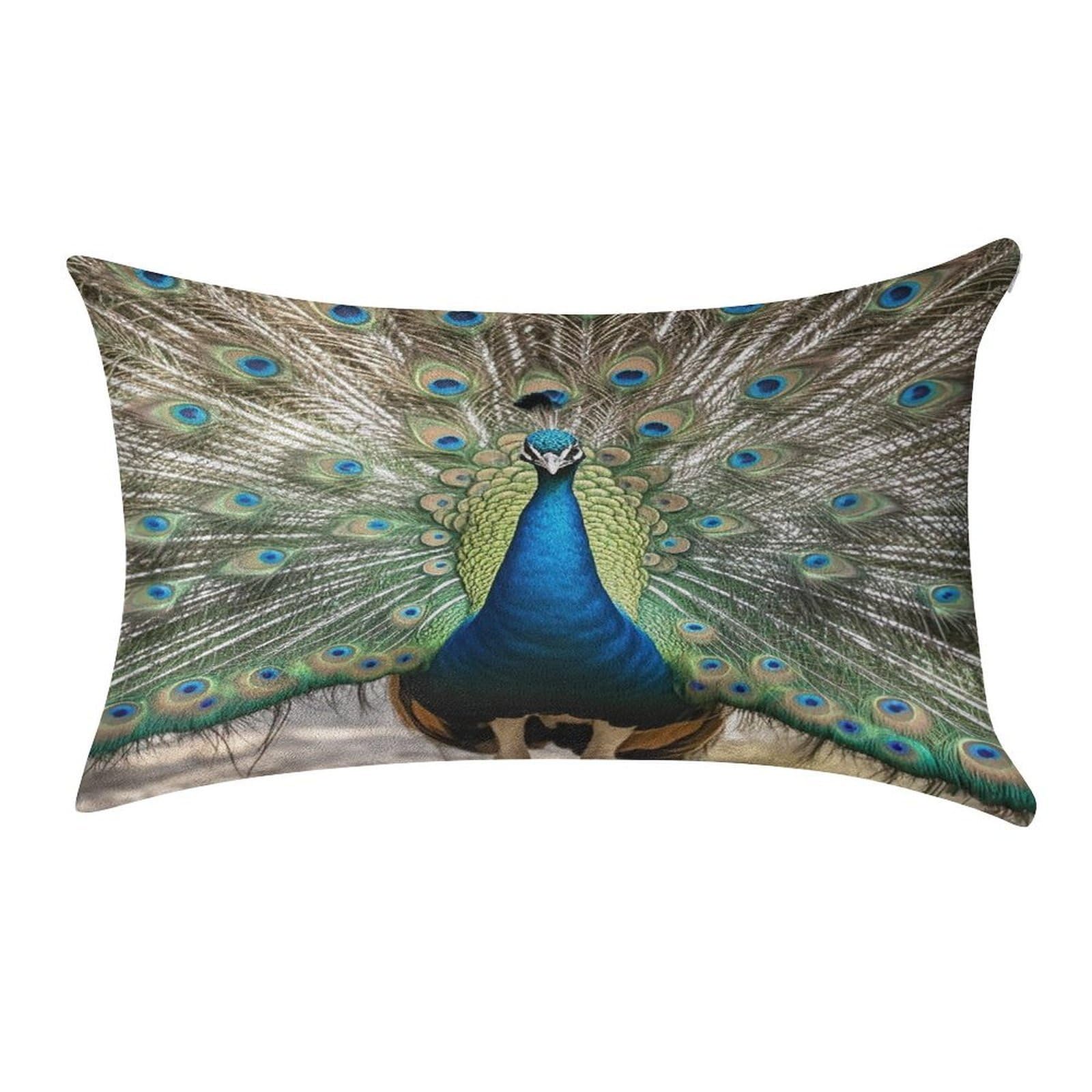 FekiLoot Peacock Pattern Pillow Covers Luxury Velvet Oblong Pillowcases Rectangular Throw Pillows Case Decorative Velvet Cushion Covers Ultra Soft Lumbar Pillow Shells 12 X 20 in