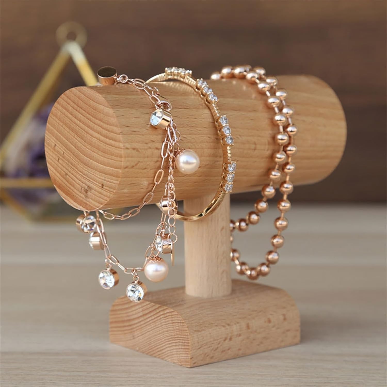 Jewelry Rack T-bar Jewelry Display Stand Wooden Display Jewelry Accessory Stand, Bracelet Scrunchie Holder Display for Store, Showcase and Home Jewelry Display Holder(Large) () image 5