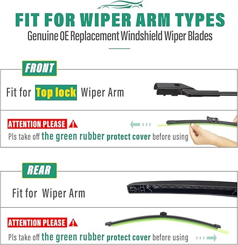 Vista 94 de 26" 20" 16" Windshield Wiper Blades Replacement for Dodge Grand Caravan 2008-2020 / Chrysler Town & Country 2008-2016 Premium All Weather Front Rear