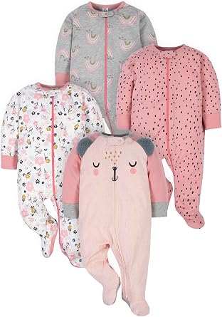 Gerber Baby Girls 4-Pack Sleep N Play Footie