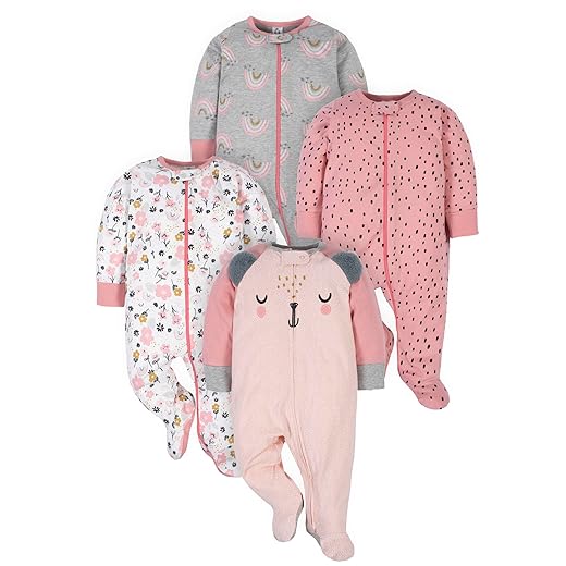 Gerber Baby-Girls 4 Pack Sleep 'N Play Footie