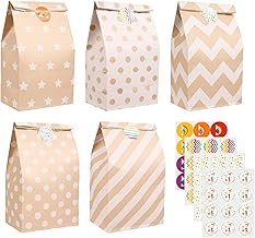 Paper Bags 40 Pcs Brown Kraft Paper Bags with 48 stickers Small Gift Bag 9.4‘’ x 5.1‘’ x 3.1‘’ for Food Gifts Groceries Sandwiches