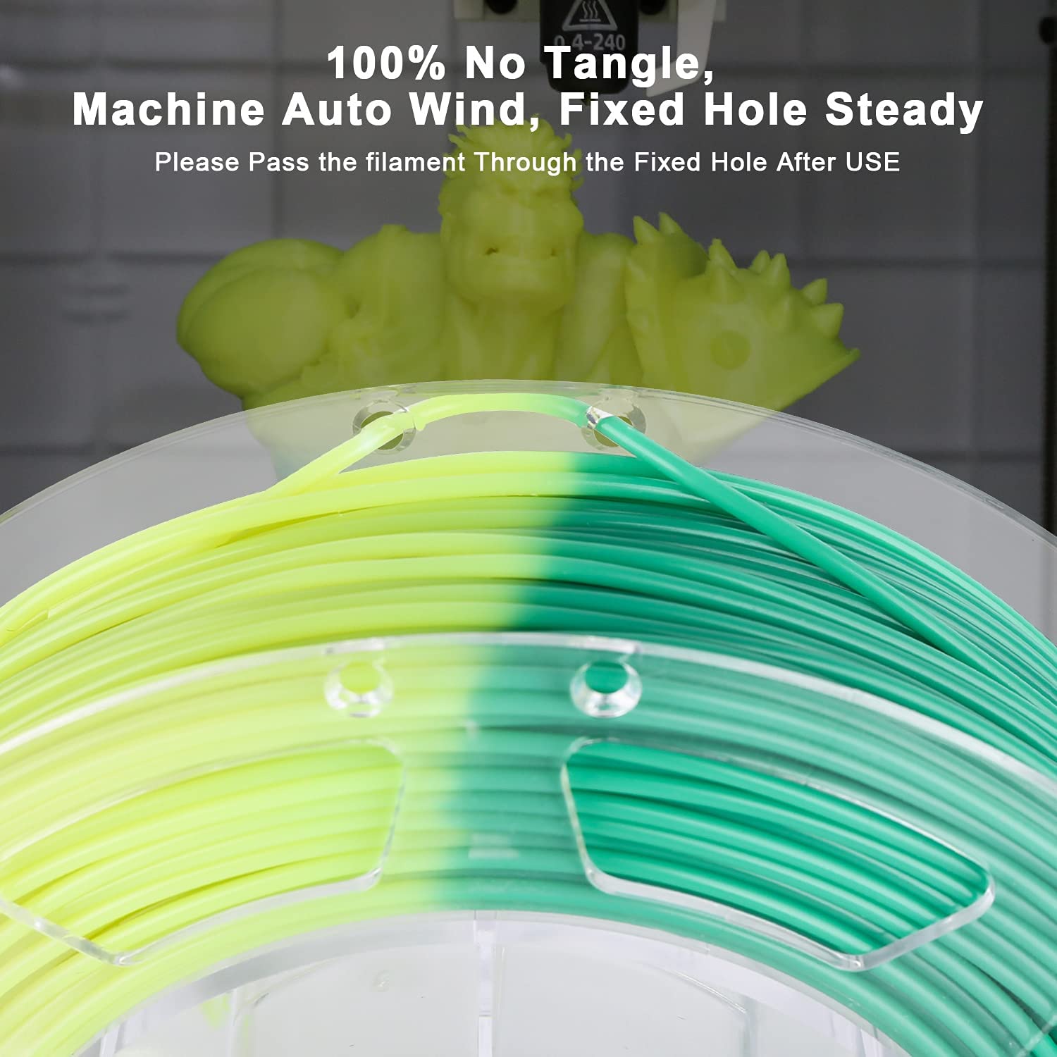 AMOLEN Paquete filamento 3D PLA 1,75 mm, cambio color con filamento temperatura, verde/azul/rojo/naranja, paquete 4 bobinas 200 g