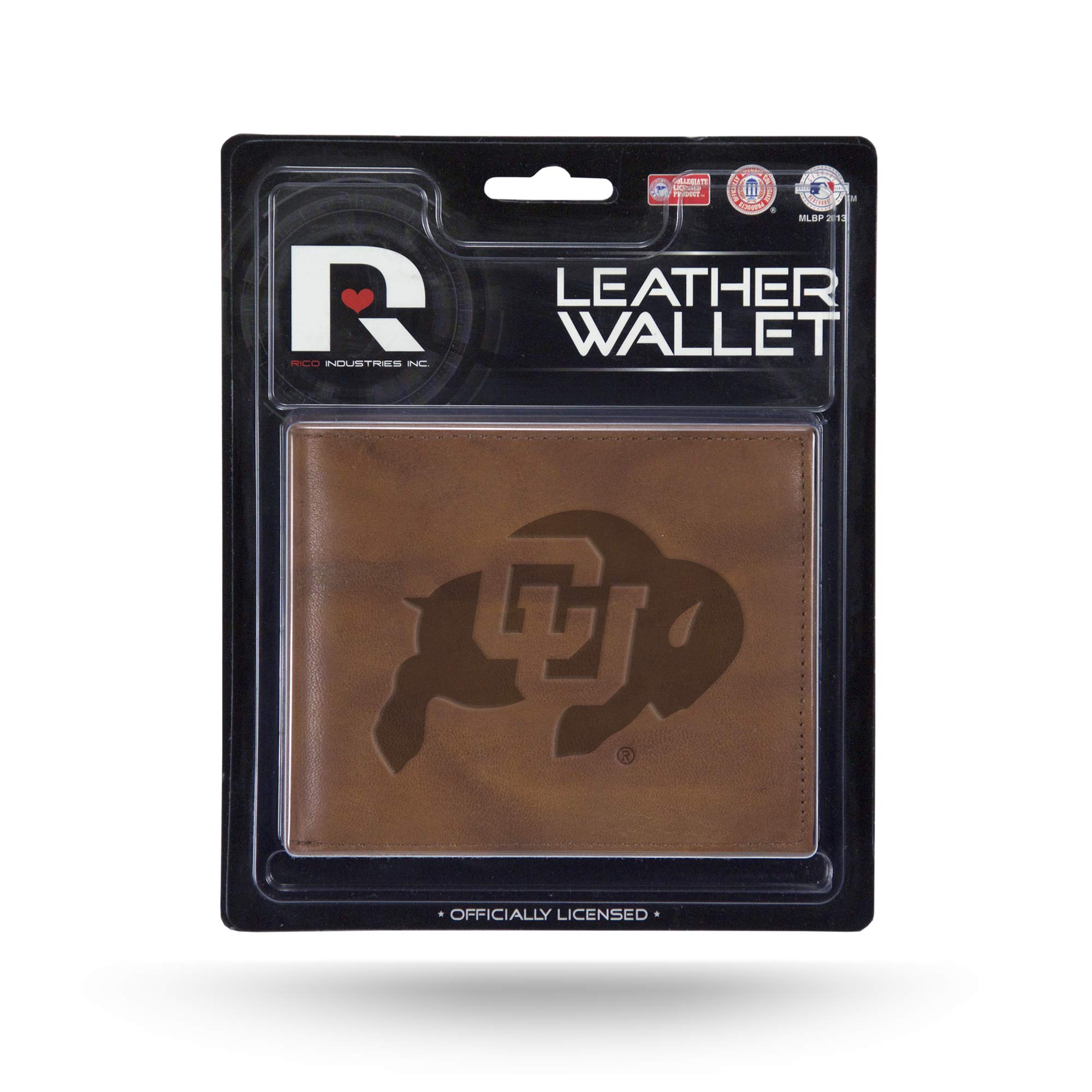 Rico Industries NCAA Embossed Leather Billfold Wallet with Man Made Interior, Colorado Buffaloes